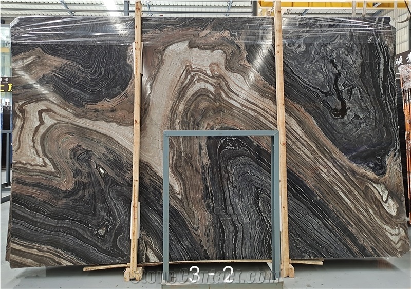 High Quality Plished Golden Ancient Wood  Marble For Design