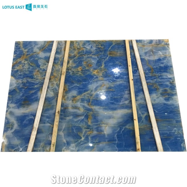 Luxury Polished Blue Onyx Slabs For Wall Flooring Tiles