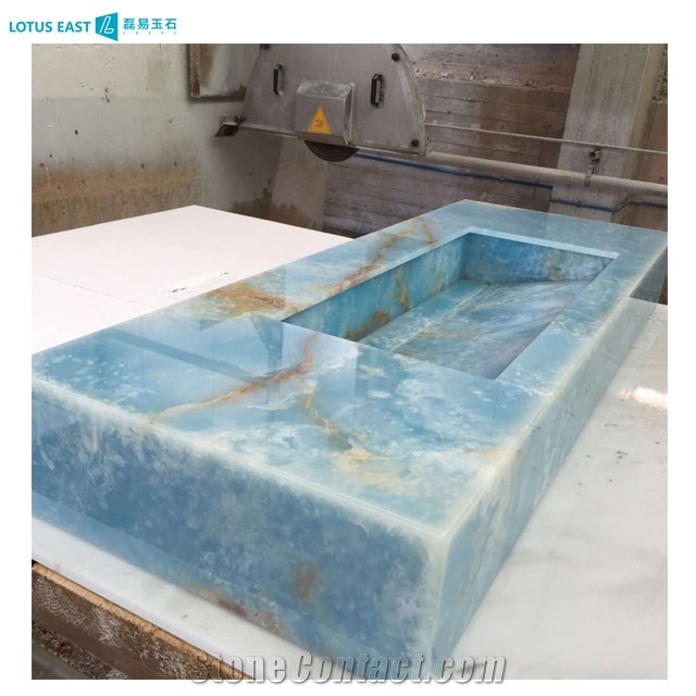 Luxury Polished Blue Onyx Slabs For Wall Flooring Tiles