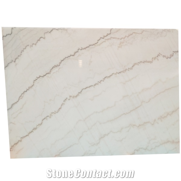 Vein Cut Book Matched Guangxi White Marble Slab For Flooring