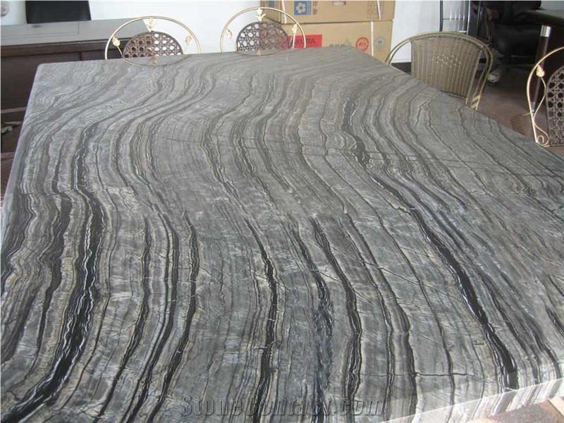 Black Wood Vein Marble Block