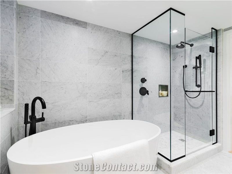 Carrara White Marble Bathroom Design