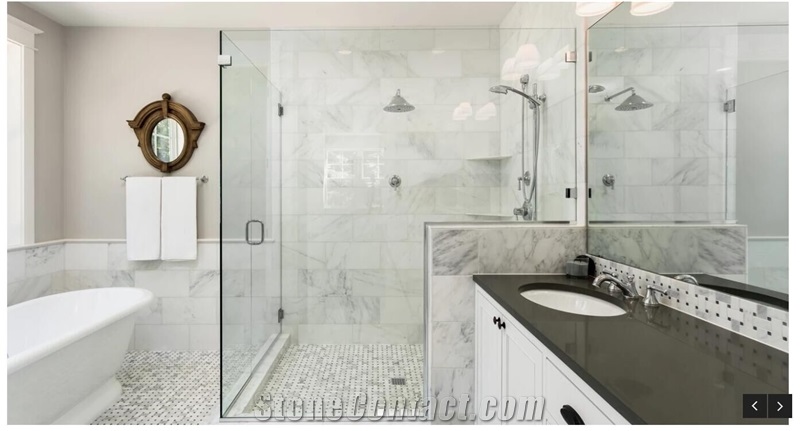 Oriental White Marble Custom Bathroom Application 1