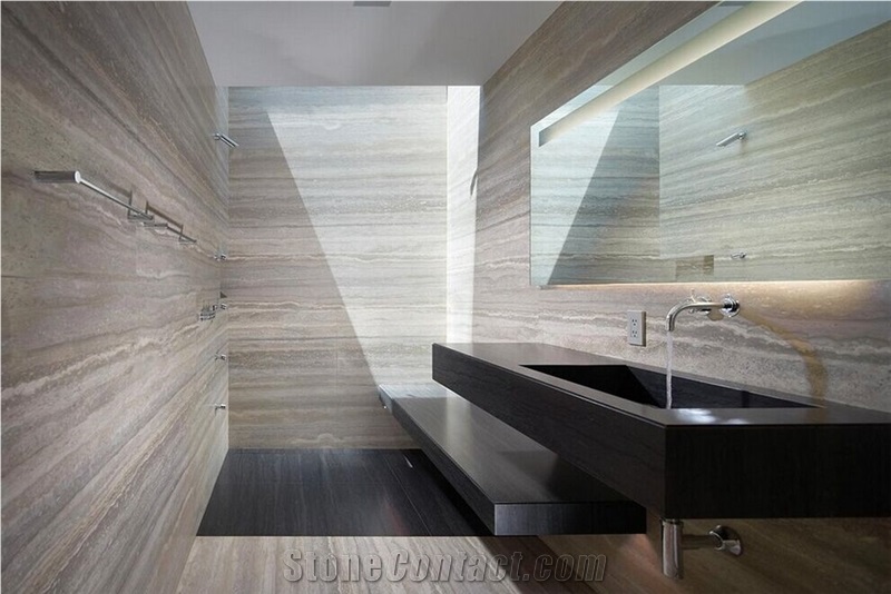 Silver Travertine Slab Wall Tile Flooring Tile Bathroom Tile