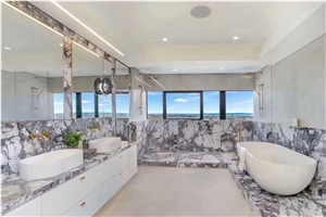 Snow White Marble Application Modern Bathroom Design