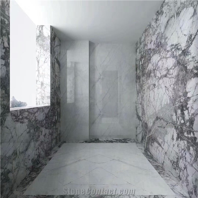 Snow White Marble Application Modern Bathroom Design