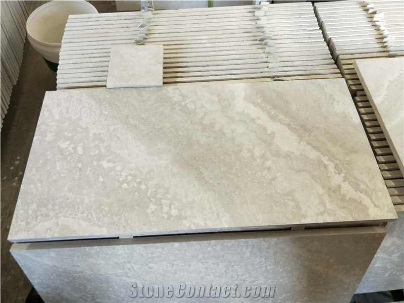 White Serpeggiante Marble—Cross Cut Sandblasted