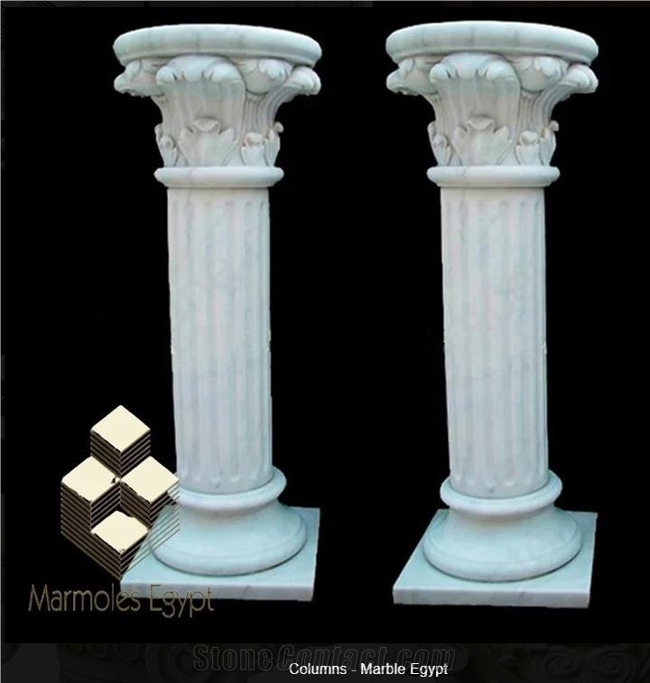 Sunny Light Beige Marble Column, Natural Stone Column