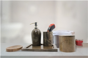 Bronze Marble Bath Set, Dispenser, Bath Accessories