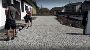 Grey Granite Cobble Stone, Cube Stone, Walkway Paver