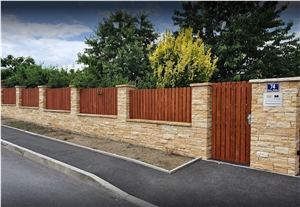 Split Sandstone Garden Fence Wall, Gate Post