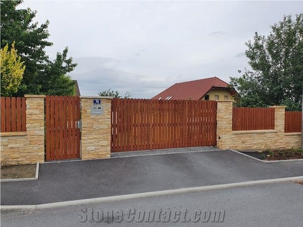 Split Sandstone Garden Fence Wall, Gate Post