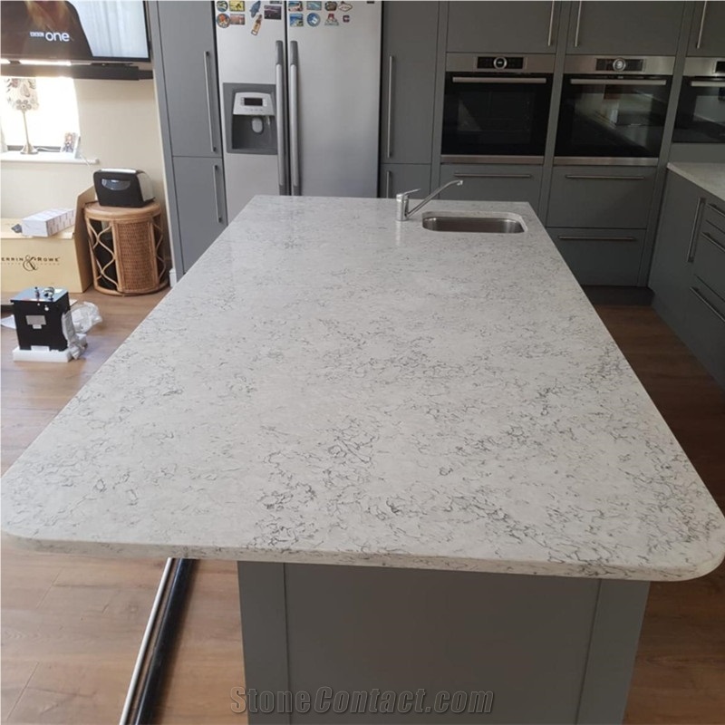 Calacatta Quartz Stone For Kitchen Countertop