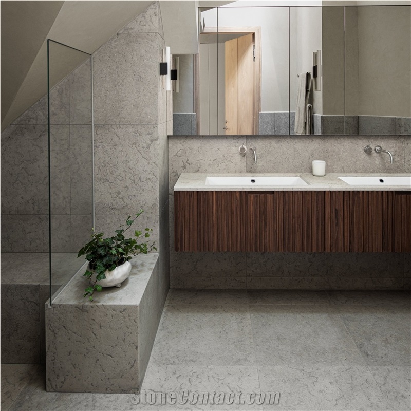 Lindanas Limestone Bathroom Vanity Top, Wall And Floor