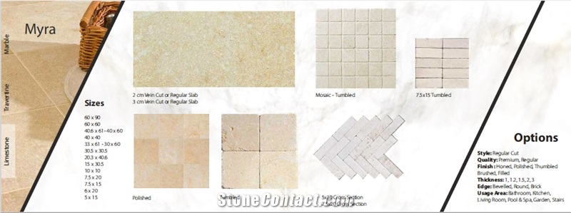 Myra Limestone Tiles, Limestone French Pattern