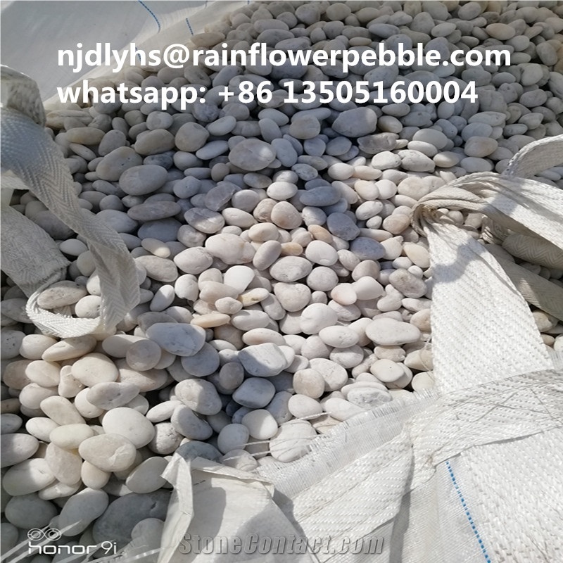 White Polished Pebble Stone White River Stone Tile