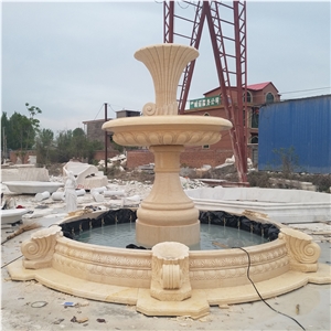 Cheaper Beige Marble Fountain From Factory