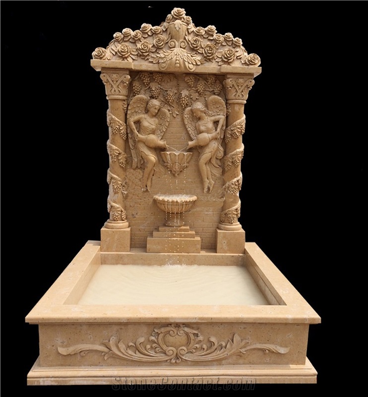 Cheaper Beige Marble Fountain  From Factory 