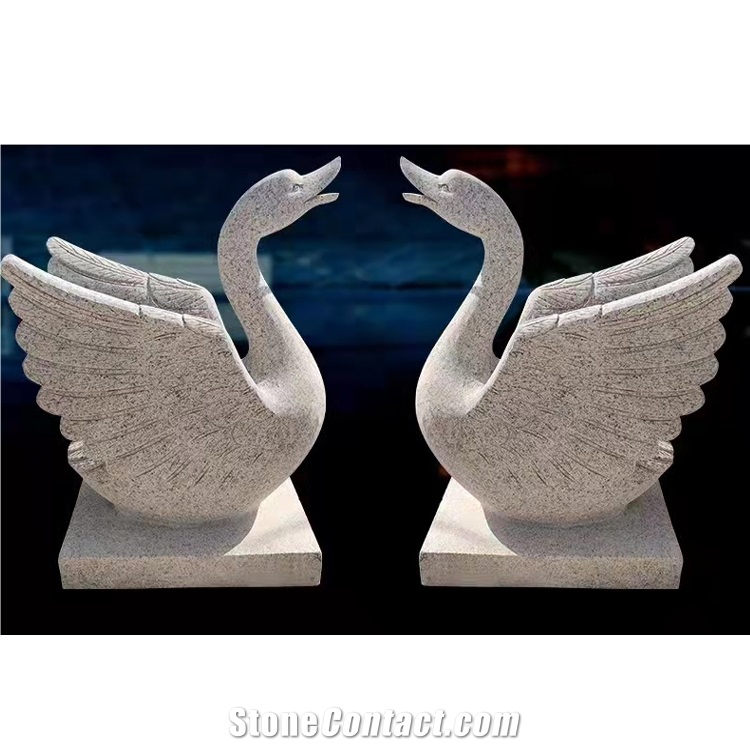 Cheaper Carved  Granite Swan Sculpture Gardem Fountain