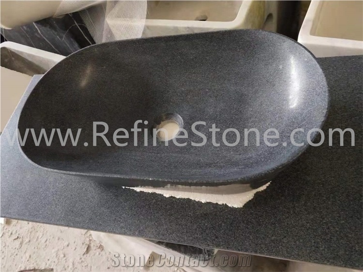 Dark Grey Granite Bathroom Basin Sink Granite Countertops
