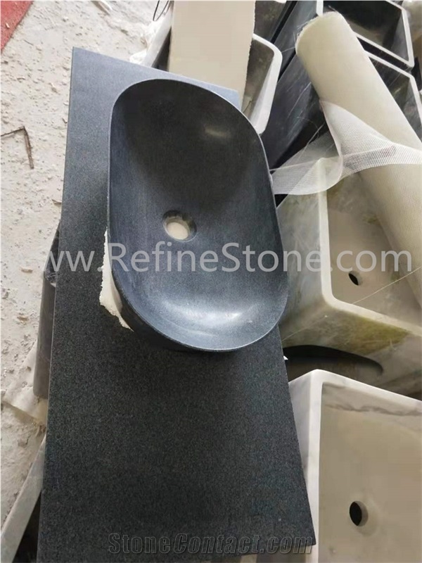 Dark Grey Granite Bathroom Basin Sink Granite Countertops