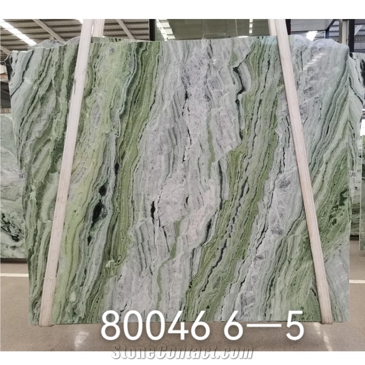 Decoration Clouds Jade Green Marble Slabs In Book Match