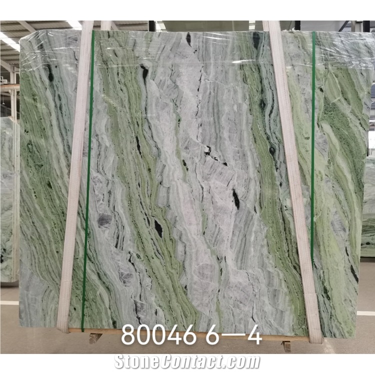 Decoration Clouds Jade Green Marble Slabs In Book Match