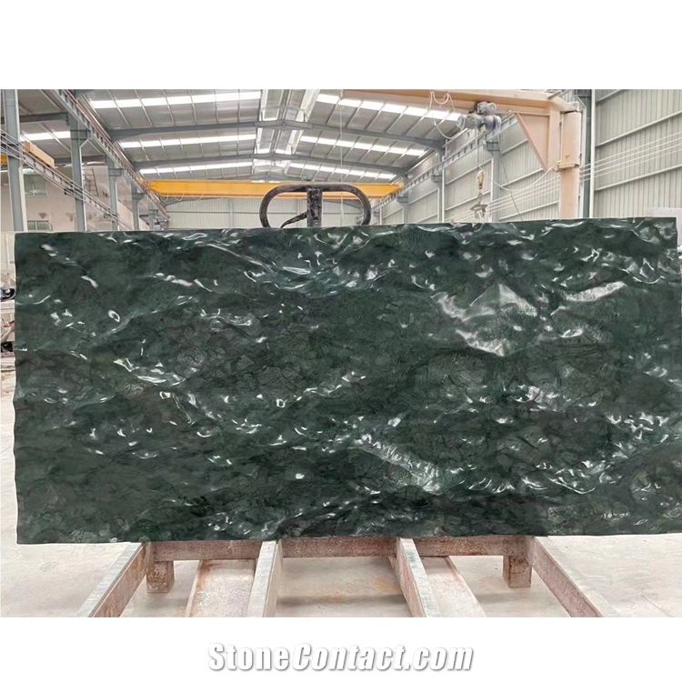Green Marble Spray Wave CNC Carving Art  Background Wall