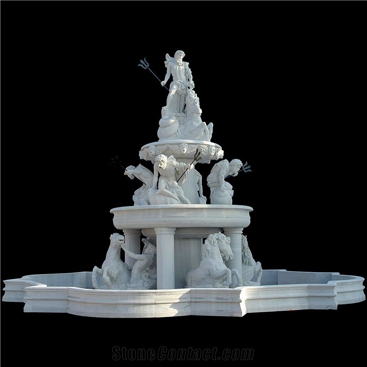 Outdoor Natural Stone White Marble Fountain 