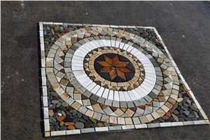 Outdoor Paving Round Multicolor Slate Patterns Tiles Mosaic 