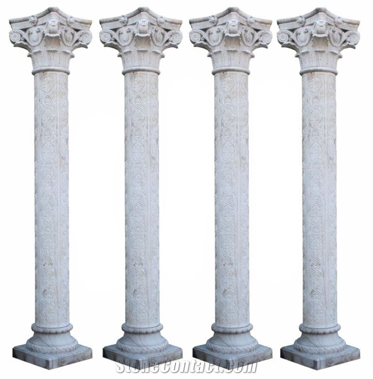 White Marble Column And Pillar For Outdoor Decoration