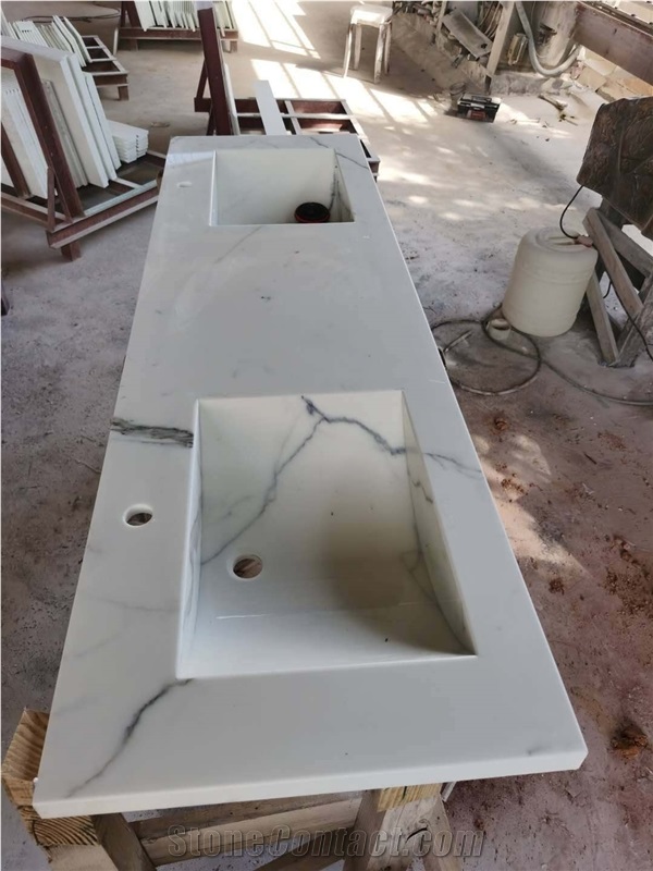 Bianco Calacatta Marble Sintered Stone Slab Walling Panel