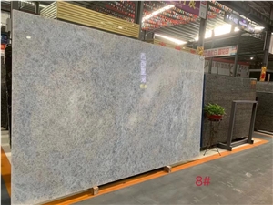 Crystal Ice Quartzite Slabs, Cristallo Sky Blue Stone Tile