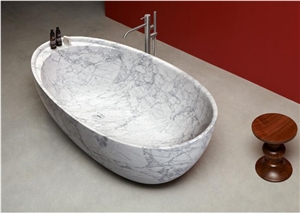 Natural Arabescato White Marble Bathtub