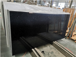 Crystal Black Dots Quartz Engineeer Stone Vanity Kitchen