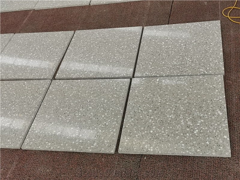 Polished Grey White Terrazzo Floor Tile Collection