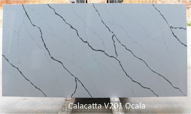 Popular Canada Calacatta Quartz Stone Slabs For Counterops