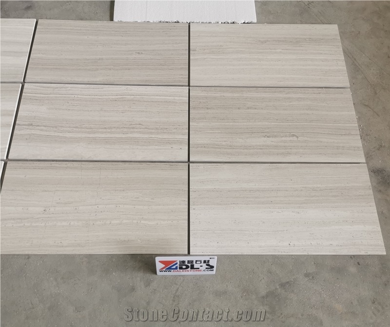 24"X12"X3/8" White Wood Grain Marble Wall Tile