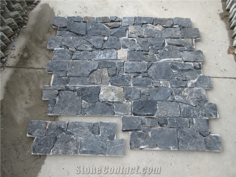 Black Quartzite Cement Back Stone Veneer