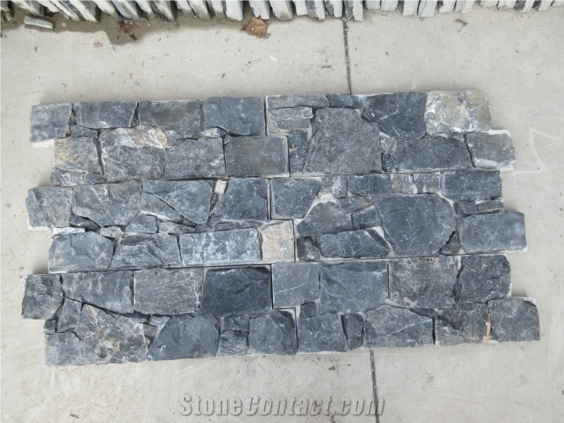 Black Quartzite Cement Back Stone Veneer
