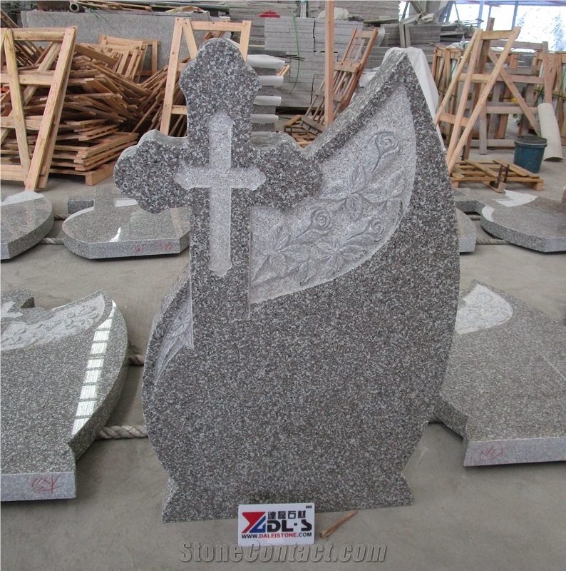 China New G664 Granite Cross Headstone For Romania