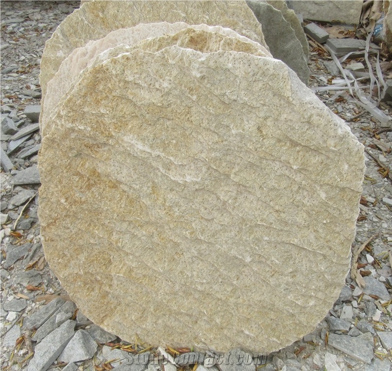 Natural Gold Quartzite Round Stepping Flagstone Stones