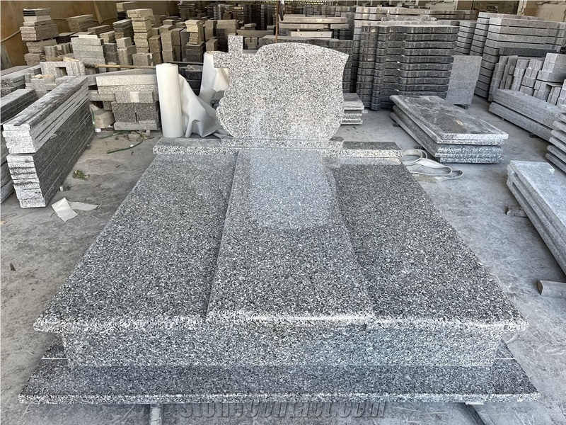 Swan Blue Granite Tombstone Headstone