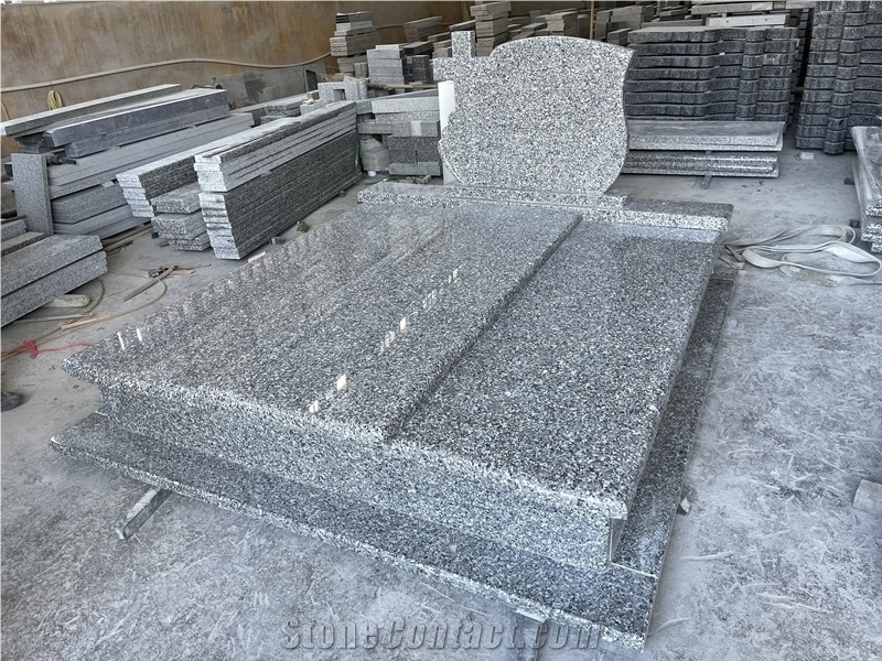 Swan Blue Granite Tombstone Headstone