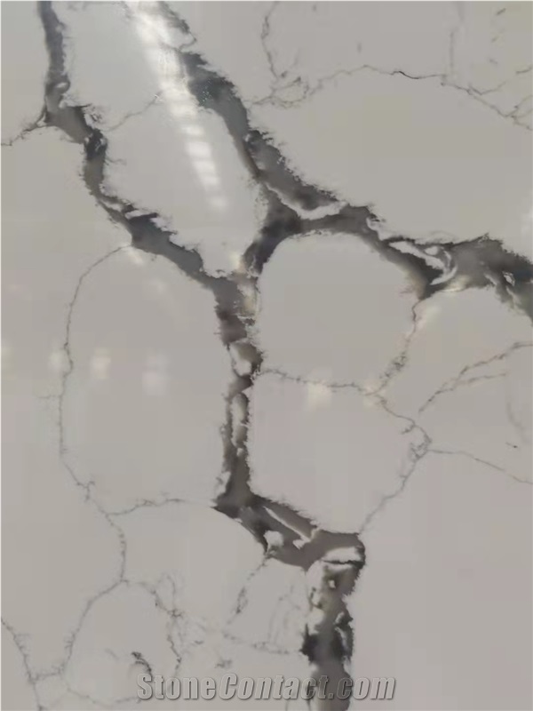 Cuarzo Artificial Calacatta White Quartz With Grey Veins