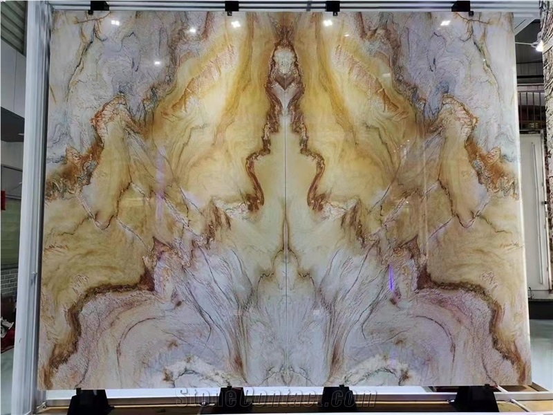 Luxury Exotic Onyx Bookmatched Wall Panel For Interior Decor