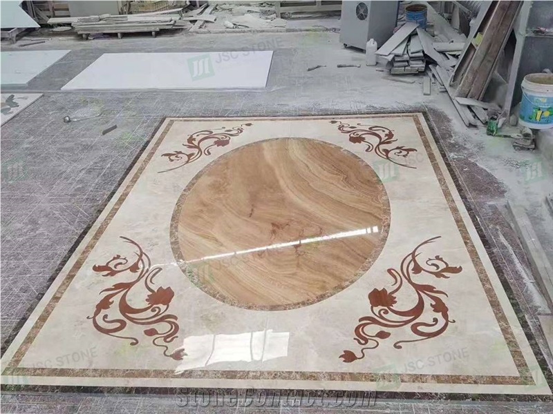 Luxury Waterjet Mosaic Marble Medallion For Hotel And Villa 