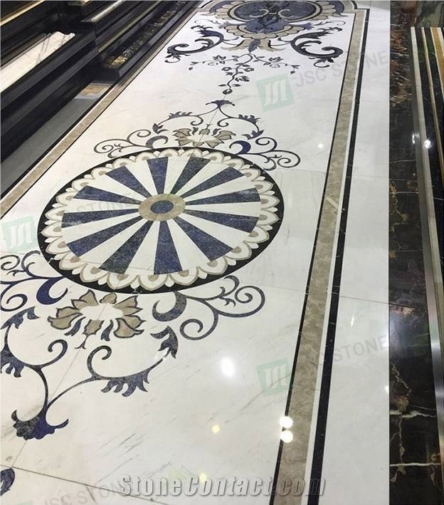 Luxury Waterjet Mosaic Marble Medallion For Hotel And Villa 