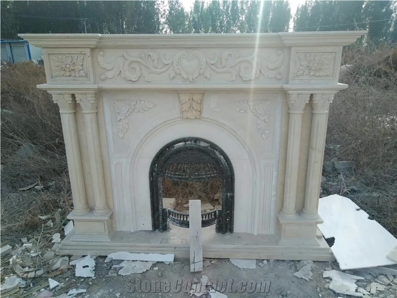 Custom Size Natural Marble Fireplace Decoration Stone Mantel