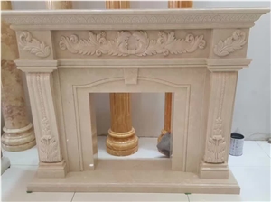 Modern Indoor Freestanding White Marble Fireplace